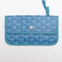 ゴヤール サンルイPM PVC×レザー トートバッグ ブルー A3567682