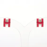 エルメス ミニポップH ピアス(両耳用) メタル シルバー×レッド