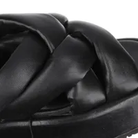 プラダ レザー サンダル 38 レディース ブラック ロゴ パデッド ナッパ