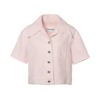 CHANEL グリポア ボタン P43 ノーカラー ジャケット ピンク 36 CHANEL グリポア ボタン P43 ノーカラー ジャケット ピンク 36