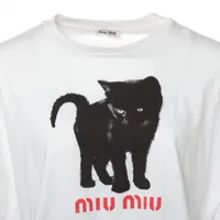 ミュウミュウ 21年 コットン Tシャツ S レディース ホワイト MJN315