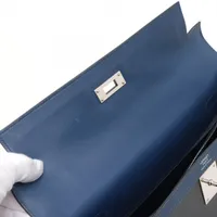 レア　美品　エルメス　ケリーベルト　ブルー　本物正規品 天白】【HERMES】エルメス ケリー32 D刻印 ハンドバッグ