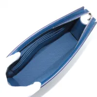【極美品】グッチ GGスプリーム クラッチバッグ ポーチ PVC レザー グッチ GGスプリーム PVC×レザー クラッチバッグ ブルー 768255