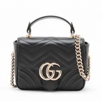 グッチ GGマーモント ミニ トップハンドルバッグ レザー 2WAY