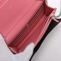 シャネル 2.55 ツイード チェーンウォレット ピンク シルバー金具 27