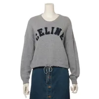 国内正規 CELINE セリーヌ 2A11V402P ウール x カシミヤ ロゴ アスレチックセーター/ トップス XS アイボリー レディース CELINE - セリーヌ 【国内正規】2A11V402P ウール x カシミヤ