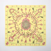 エルメス カレ90 LES CLES 鍵 スカーフ シルク イエロー