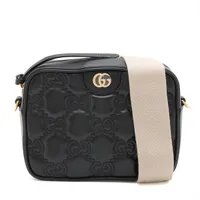 ＊送料・関税込み＊グッチGG マトラッセレザー ショルダー 装飾 グッチ GGマトラッセ レザー 2WAYショルダーバッグ ブラック