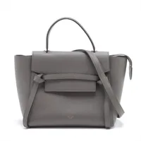 美品✨セリーヌ ベルトバッグ 2WAY トート ショルダー キャンバス×レザー セリーヌ ベルトバッグマイクロ レザー 2WAYハンドバッグ グレー