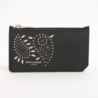 サンローラン スタッズ レザー フラグメントケース ブラック