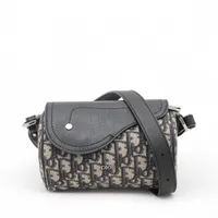 ディオール Dior オブリーク ローラー キャンバス×レザー ショルダーバッグ ブラック×ネイビー×ベージュ レディース F-YA973 Christian Dior ローラー ミニメッセンジャーバッグ 1ROPO061YKY