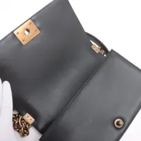 【CHANEL】Chanel boy 25 ★シャネル【ランク:A】 Chanel BOY CHANEL 25 Lambskin & fur Chain Shoulder Bag Black