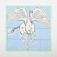 エルメス スカーフ シルク ブルー×グリーン カレ90 LIBRE COMME