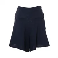 ☆超美品☆シャネル フリル ショート パンツ ネイビー コットン　ココマーク シャネル P51 コットン ショートパンツ 34 レディース ネイビー