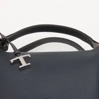 トッズ バウレット レザー 2WAYハンドバッグ グレー×ネイビー