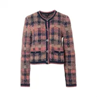 ◇【シャネル】クリームカラー高級金属ボタン7個シルクワンピ美品07P#38◇ シャネル P72 シルク×ウール×カシミヤ カーディガン 38