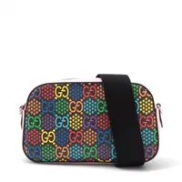 GUCCI×サイケデリック ショルダーバッグ ブラック×マルチカラー グッチ GGサイケデリック PVC×レザー ショルダーバッグ マルチカラー
