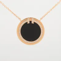 【出会えた一点物】Tiffany & Co Tダイヤオニキスネックレス ティファニー T ダイヤモンド＆ブラックオニキス サークル