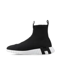 エルメス ファン ニット×レザー ハイカットスニーカー 37.5 レディース