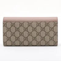 グッチ GGスプリーム PVC×レザー 長財布 ピンク×ベージュ 735594