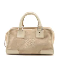 ロエベ　アマソナ　28 ベージュ LOEWE アマソナ 28 ハンドバッグ ベージュ シルバー レザー