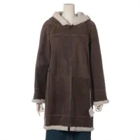 【SANDRO】レザーパネル ムートン コート ブルネロクチネリ アセテート ムートンコート 40 レディース