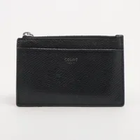 ★在庫有★国内発送★ セリーヌ ジップ付 カードケース ブラック セリーヌ ジップ付きカードホルダー レザー フラグメントケース