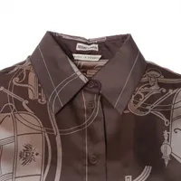 【武です】HERMES シルク　Tシャツ　マルジェラ期　エルメス　38 エルメス マルジェラ期 シルク シャツ 38 レディース ブラウン
