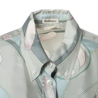 【武です】HERMES シルク　Tシャツ　マルジェラ期　エルメス　38 HERMES エルメス 仏製 マルジェラ期 シルク 100％ 葉っぱ柄 長袖