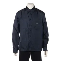 【美品】PRADA Re - Nylonトライアングルロゴシャツ プラダ トライアングルロゴ 23年 ナイロン シャツ XS メンズ