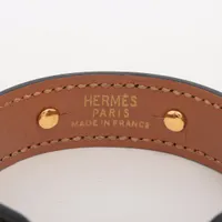 未使用品!! エルメス バングル アガタ レッドゴールド HERMES エルメス アガタ レザー バングル ブラウン×ゴールド