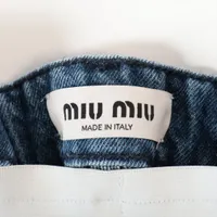 【美品】ミュウミュウ ショートパンツ 総柄 花 フラワー 38 M相当 ブルー系 ミュウミュウ 23年 コットン ショートパンツ 25 レディース