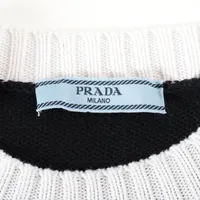 PRADA - PRADA(プラダ) 半袖セーター サイズ36美品  - P24I1R 黒×白 PRADA - PRADA(プラダ) 半袖セーター サイズ36美品 - P24I1R 黒