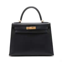 エルメス ケリー28 ヴォーエプソン ブラック ゴールド金具 A