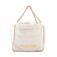 【CHANEL】CHANEL22チェーンショルダー/ベージュ シャネル シャネル22 ミニ シャイニーカーフスキン チェーン