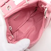 PRADA プラダ ナッパソフト ムーン レザー 2WAYハンドバッグ ピンク プラダ ナッパソフト ムーン レザー 2WAYハンドバッグ ピンク