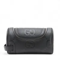 GUCCI ジャンボGG クラッチバッグ　セカンドバッグ　レザー　シマ　デカロゴ グッチ ジャンボGG レザー セカンドバッグ ブラック 739378
