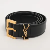サンローラン　ベルト Cassandre belt with square buckle in smooth leather | Saint
