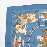エルメス　CAVALIERS DES NUAGES 雲の騎士 ブルー エルメス カレ90 CAVALIERS DES NUAGES 雲の騎士 スカーフ