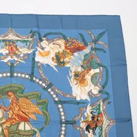 エルメス　CAVALIERS DES NUAGES 雲の騎士 ブルー エルメス カレ90 CAVALIERS DES NUAGES 雲の騎士 スカーフ