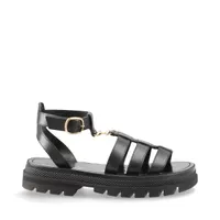 CELINE モード サンダル トリオンフ レザー ブラック 関税送料込 CELINE - CELINE(セリーヌ) サンダル 35 レディース - 黒