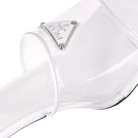 プラダ トライアングルロゴ PVC×パテント サンダル 36.5 レディース