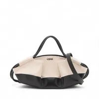 【すぐ届く！直営店買付】LOEWEパセオバッグ キャンバス ロエベ パセオバッグ キャンバス×レザー ハンドバッグ ブラック