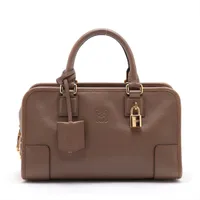 ロエベ　アマソナ　スエード　ブラウン LOEWE】 ロエベ アマソナ スエード クロコハンドル ハンドバッグ