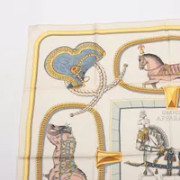 エルメス カレ90 GRAND APPARAT 盛装の馬 スカーフ シルク イエロー