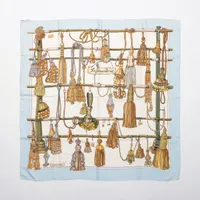 エルメス カレ90 PASEMENTERIE 紐飾り スカーフ シルク ブルー