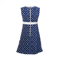 ヴィトン ワンピース ロゴ カシミヤ ニット ノースリーブ ブルー LOUIS VUITTON ルイ・ヴィトン 21SS FKDR35ZFK Since1854