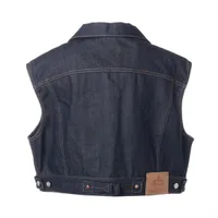 【PRADA】GFB312 三角ロゴ デニムベスト プラダ トライアングルロゴ 24年 コットン ベスト L レディース