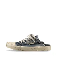 【極美品】BALENCIAGA デニム ミュール　デストロイ加工　693953 極美品】BALENCIAGA デニム ミュール デストロイ加工 693953