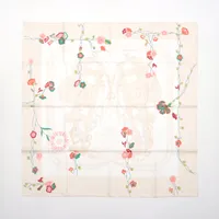 極美品 花柄刺繍風 お洒落 エルメス シルクスカーフ カレ90 ブリッドフルリ 極美品 花柄刺繍風 お洒落 エルメス シルクスカーフ カレ90